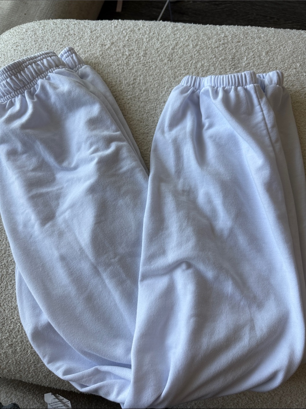 White Elastic-Waist Sweatpants